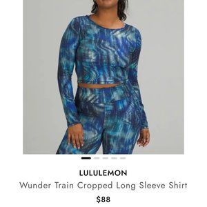 Lululemon Wunder Train Cropped Long Sleeve Shirt - Blue